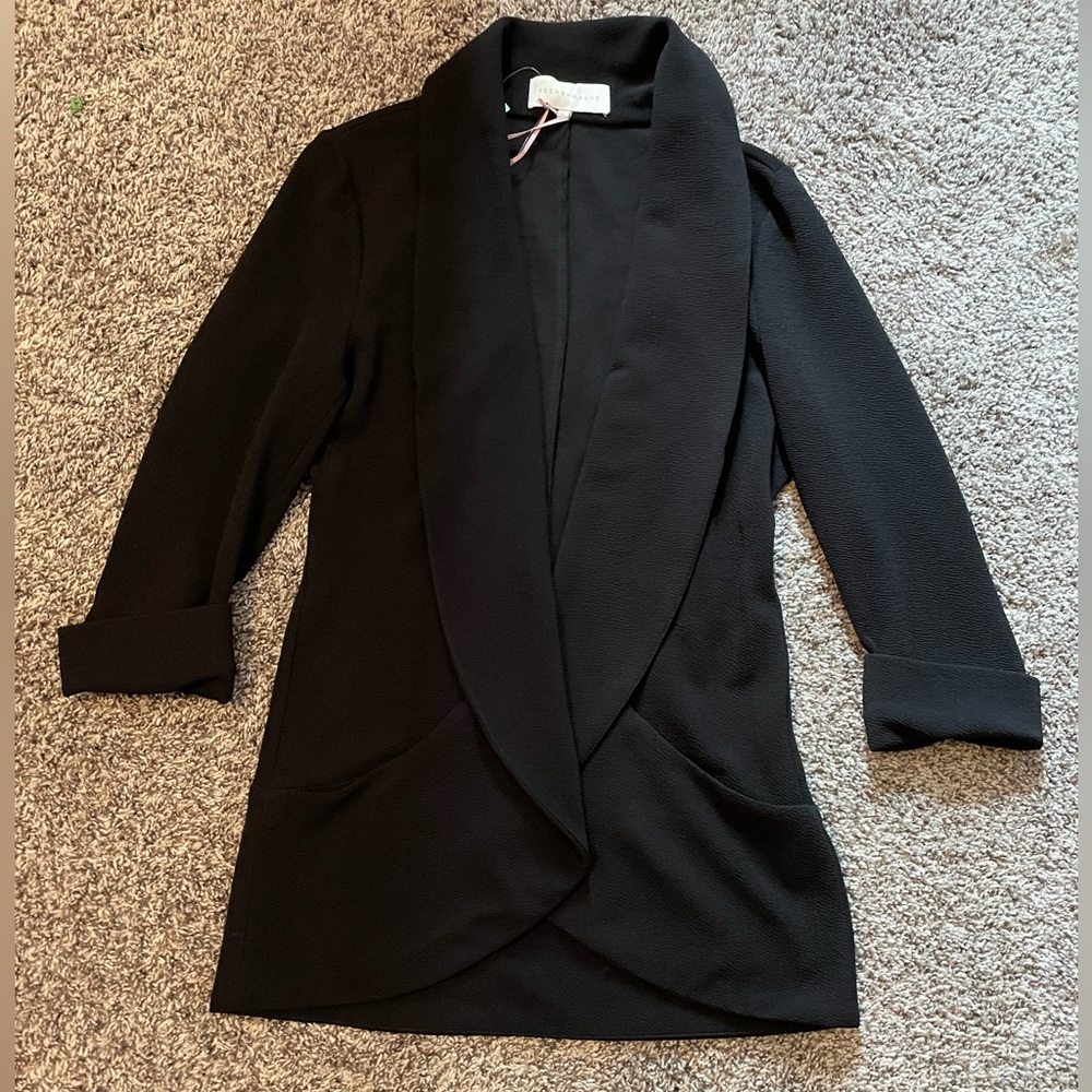 Black knit tunic blazer